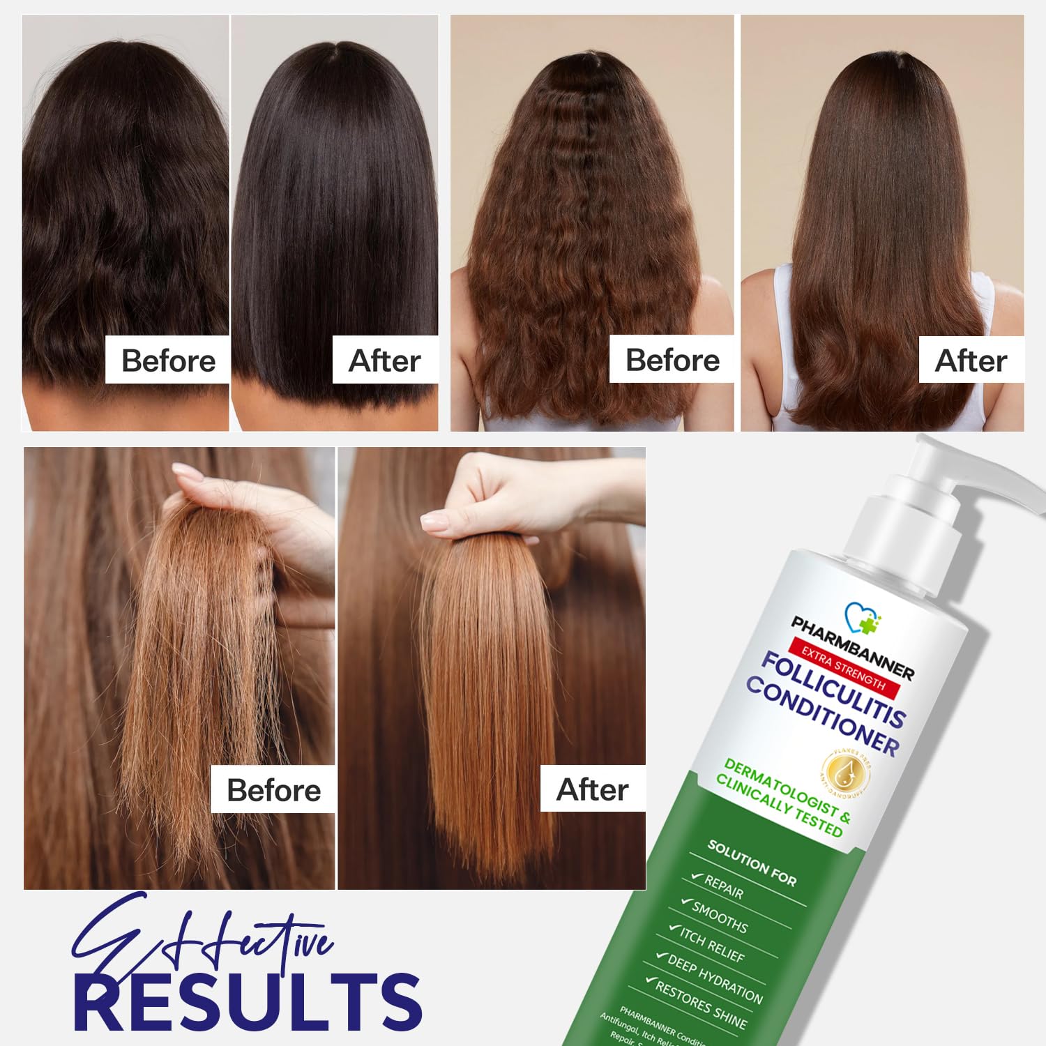 PHARMBANNER acondicionador desenreda y controla frizz, cabello suave y manejable.