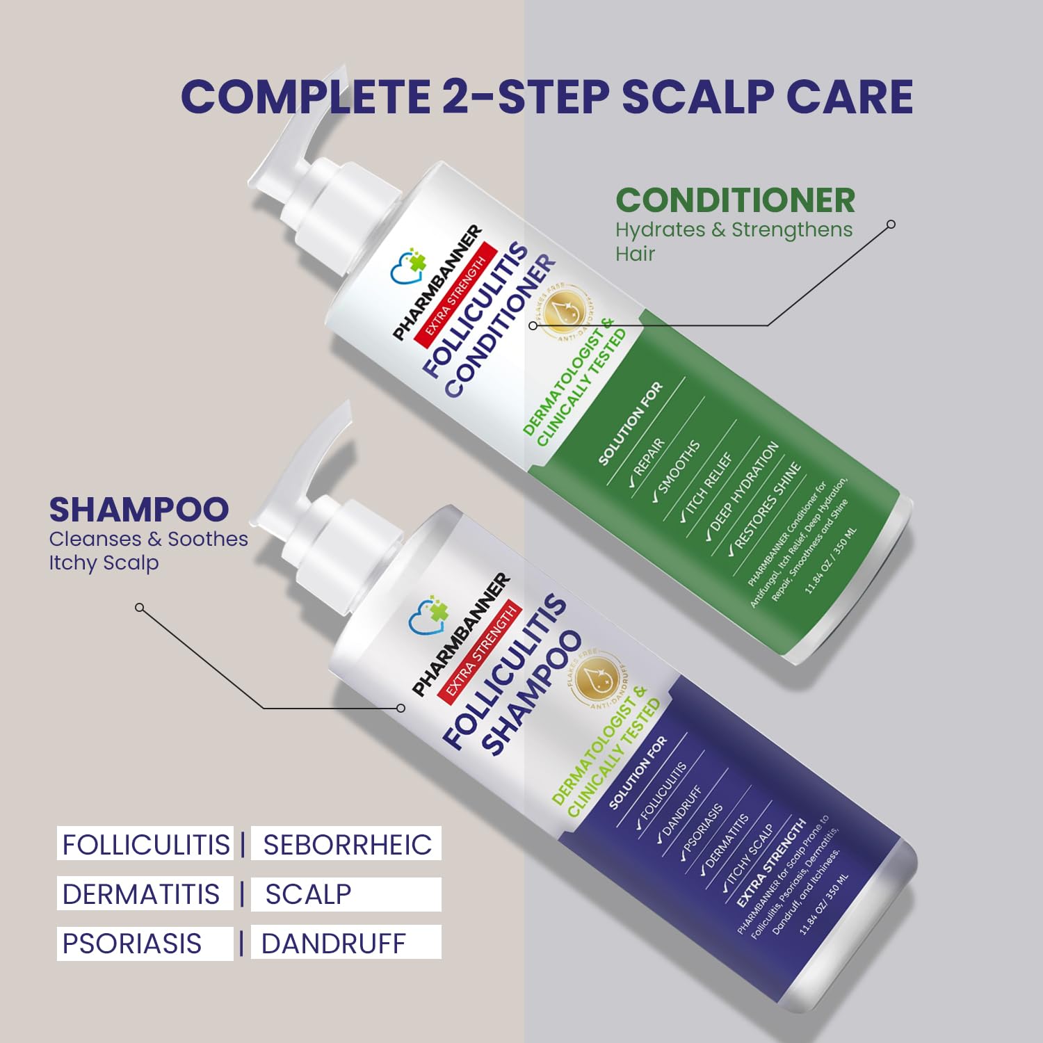 PHARMBANNER anti-fungal conditioner bottle with argan oil for smoother hair