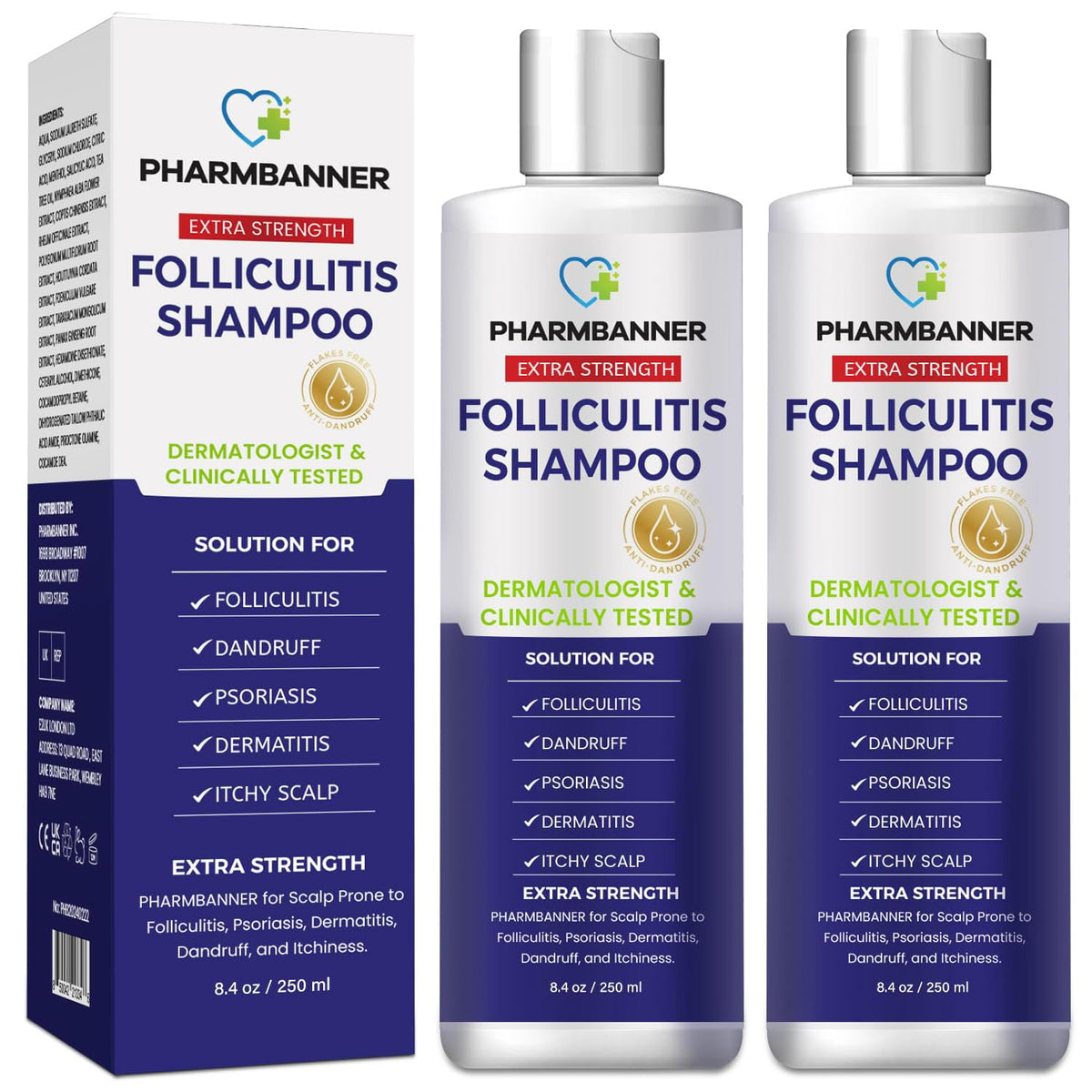 PHARMBANNER Anti-Fungal Shampoo bottle front showing gentle scalp care for itchy skin