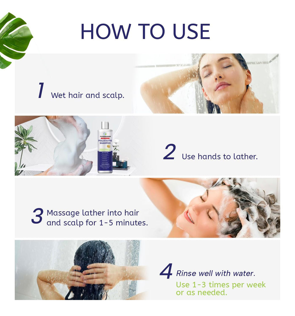 PHARMBANNER branding and label detail conveys easy, gentle scalp care.