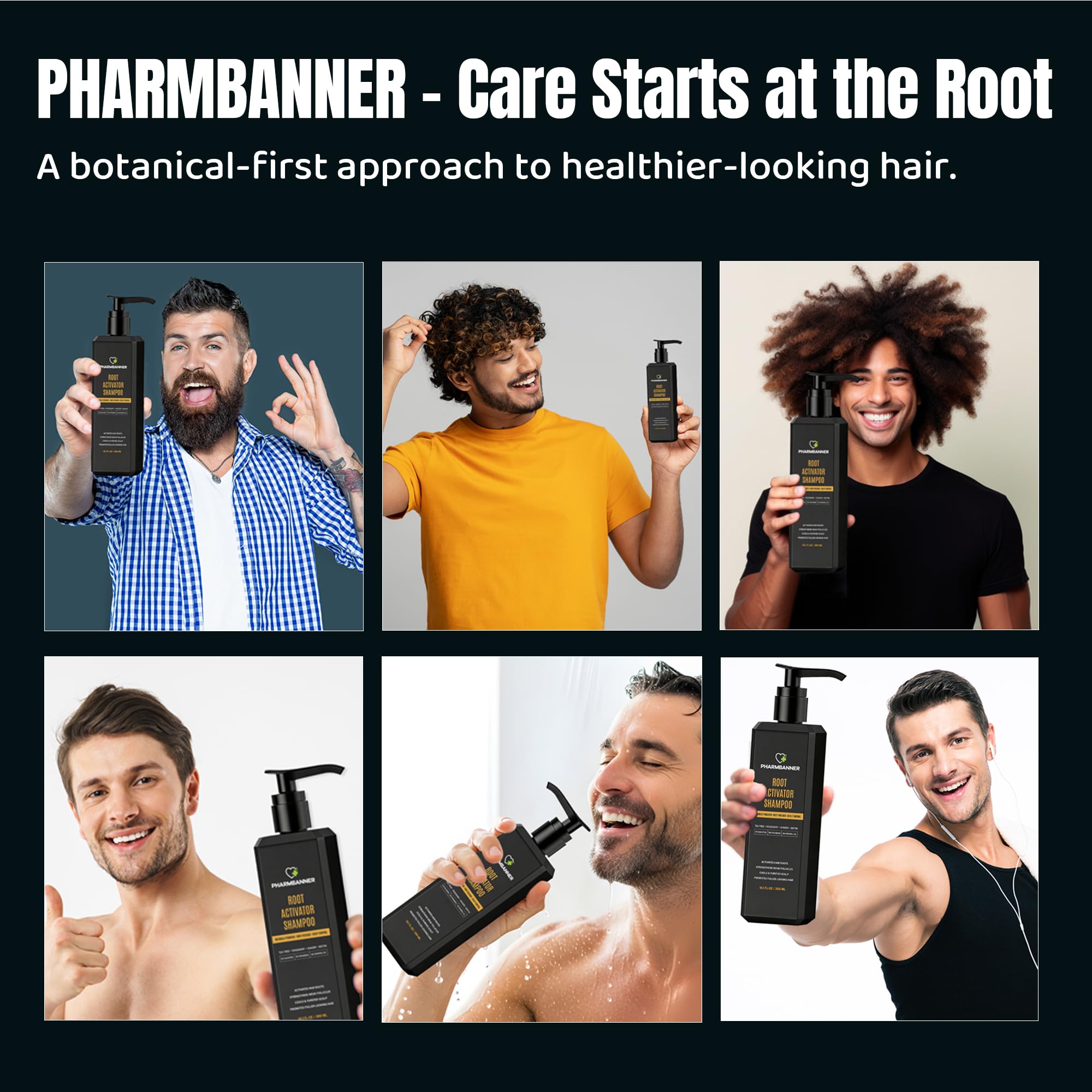 PHARMBANNER Root Activator Shampoo for Men cooling effect captures menthol freshness on scalp.