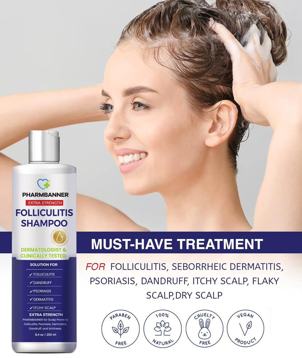 PHARMBANNER creamy foam forming during application, signaling soothing cleanse.