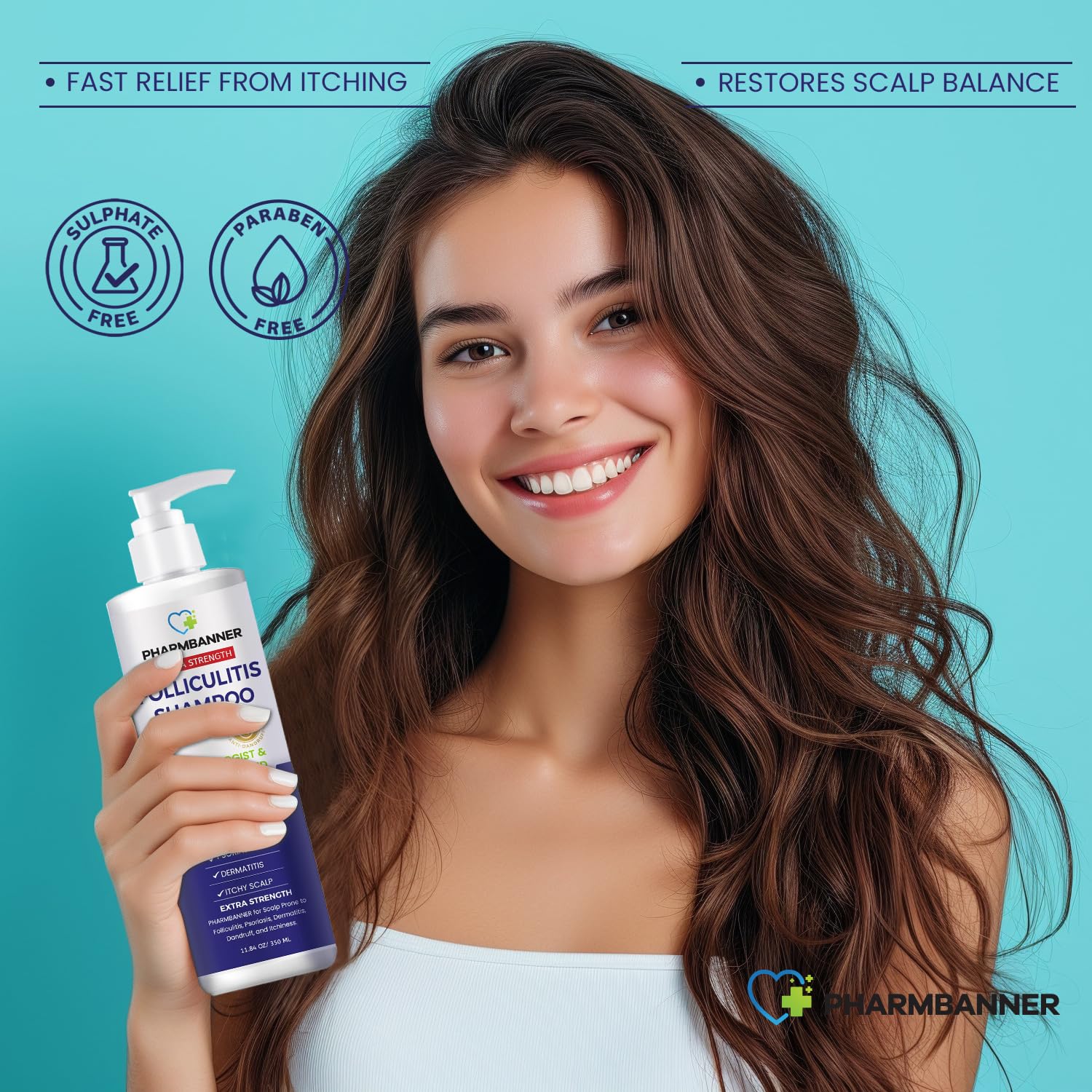 PHARMBANNER tea tree oil close-up for clarifying scalp cleansing
