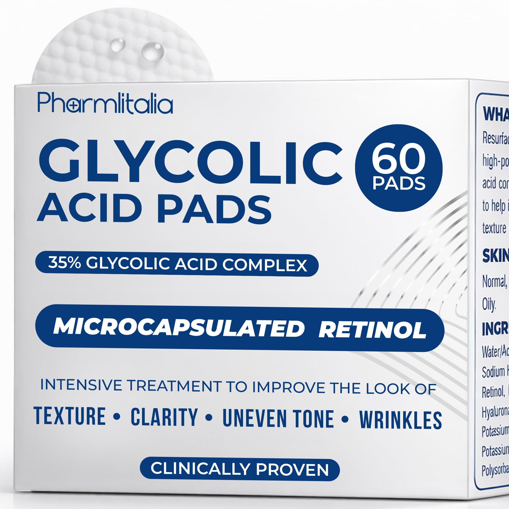 Pharmlitalia Glycolic Pads exfoliación facial para piel suave y radiante