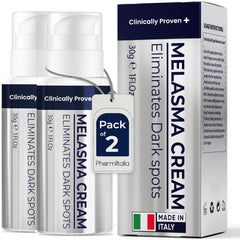 Pharmlitalia Meladerm face jar close-up showing creamy texture for daily application