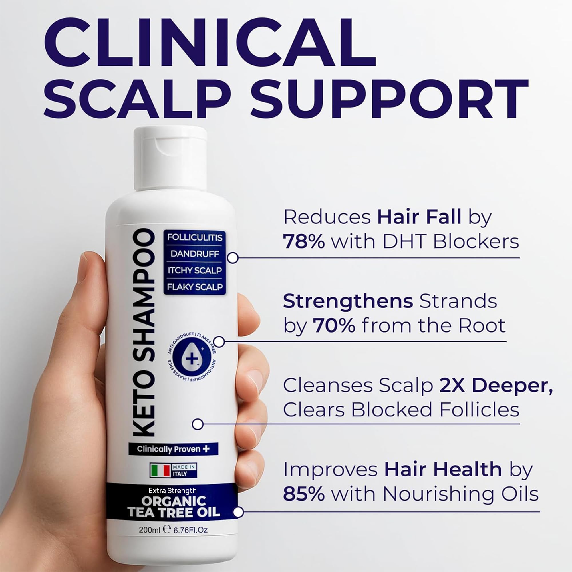 Pharmlitalia psoriasis shampoo lather demonstrating gentle cleansing for flaky, itchy scalps