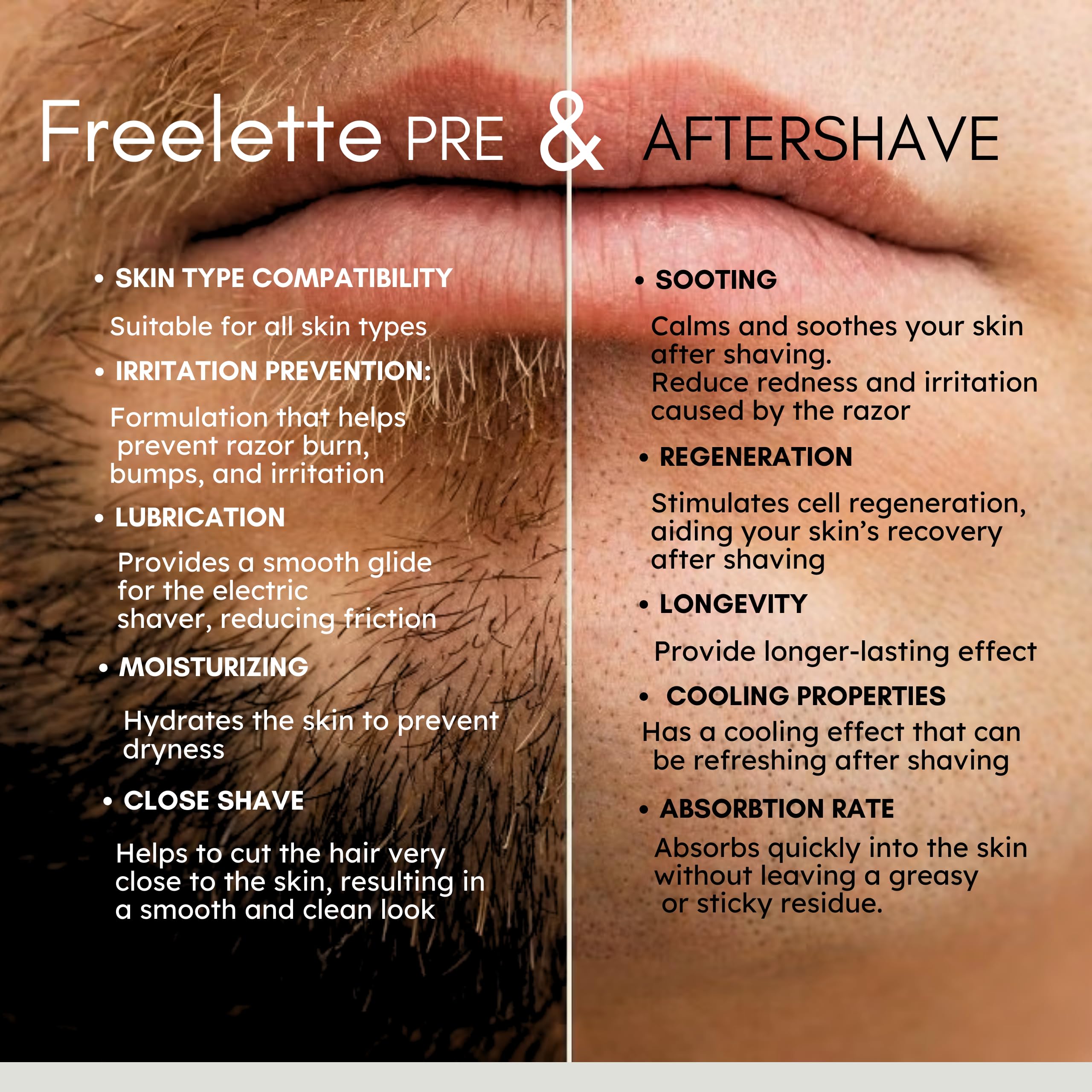 Pherolink Freelette applied on skin to help razor glide smoothly