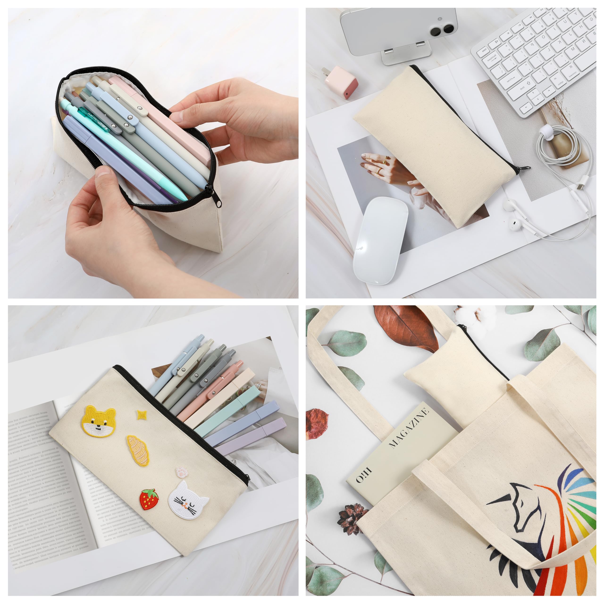 Phicorn small canvas zipper pouch fabric closeup reveals sturdy stitching and texture