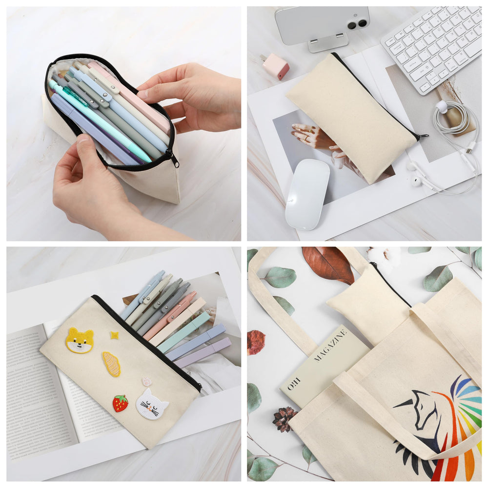 Phicorn small canvas zipper pouch fabric closeup reveals sturdy stitching and texture