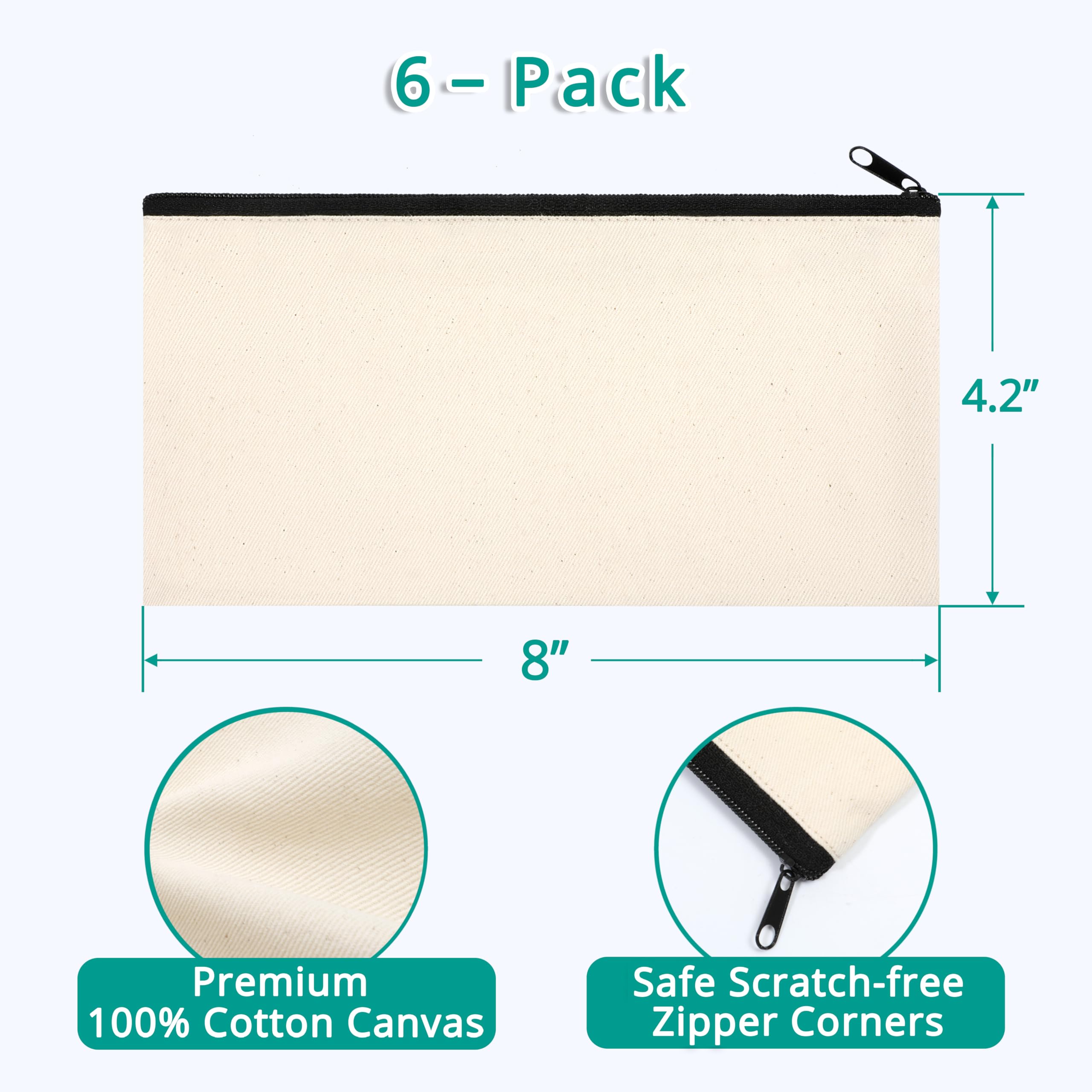 Phicorn small canvas zipper pouch open top shows easy access for daily use