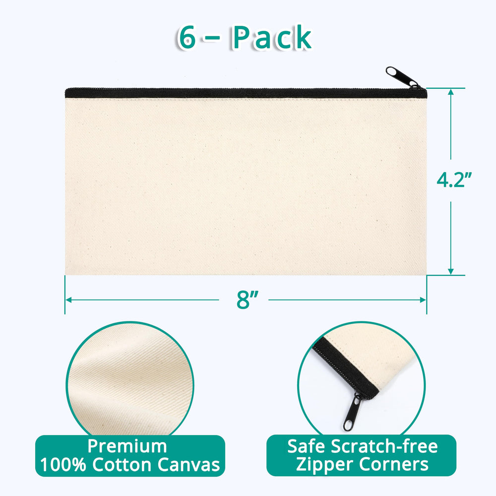 Phicorn small canvas zipper pouch open top shows easy access for daily use