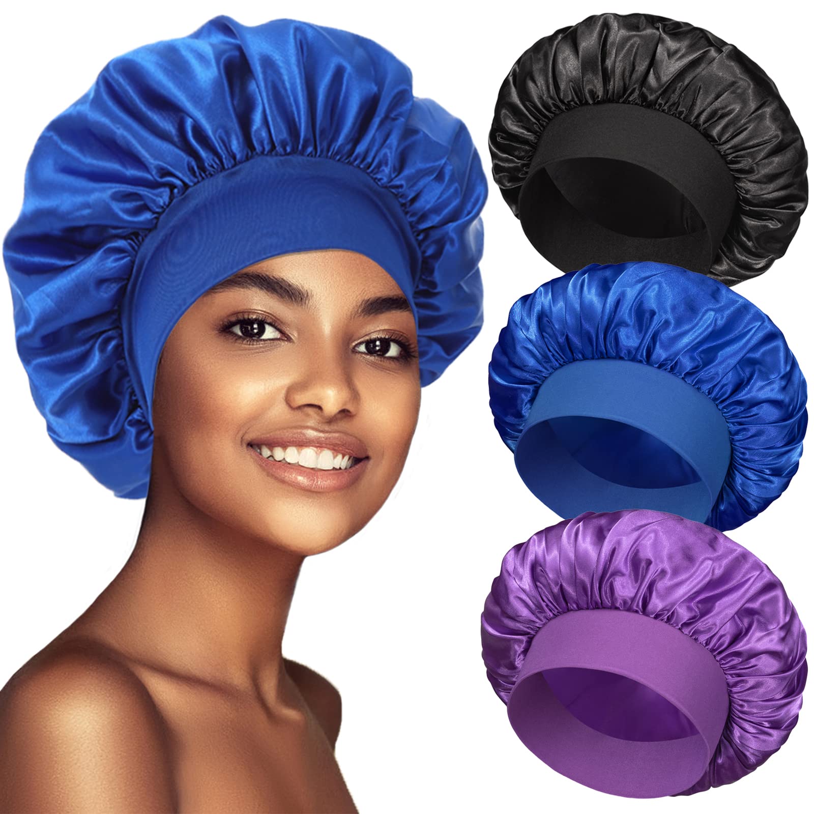 PHILIGHTS 3-pack satin bonnet keeps curls protected all night
