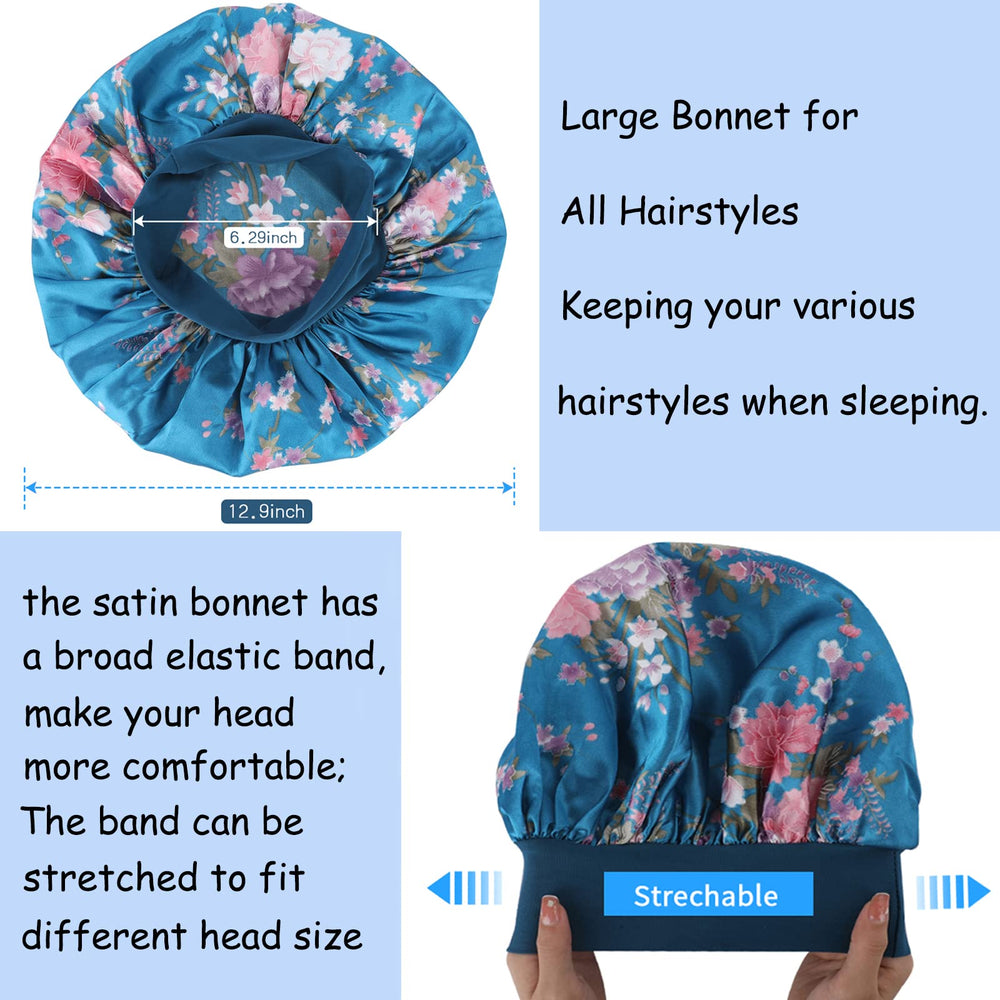 PHILIGHTS large satin bonnet fits long, curly, or braids securely.