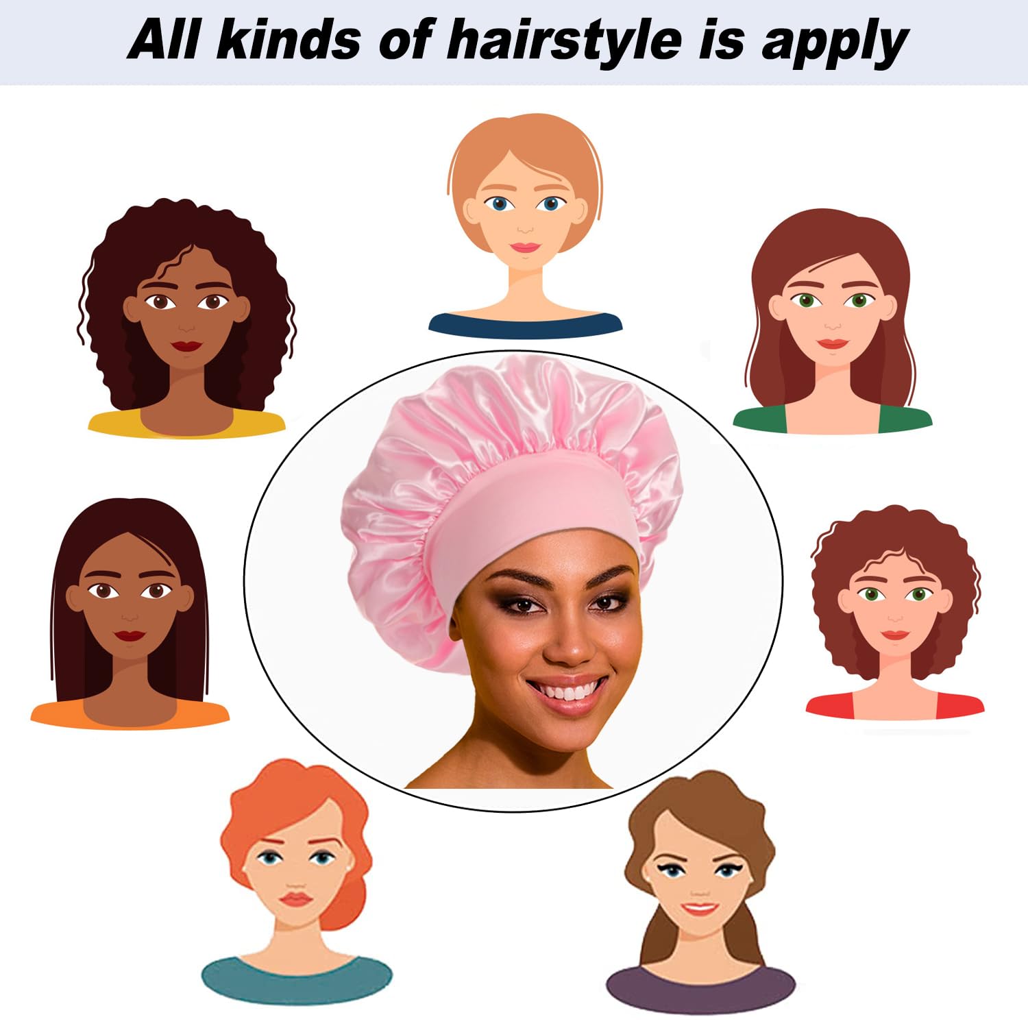 PHILIGHTS satin bonnet suitable for long, curly, braids, or loose hair