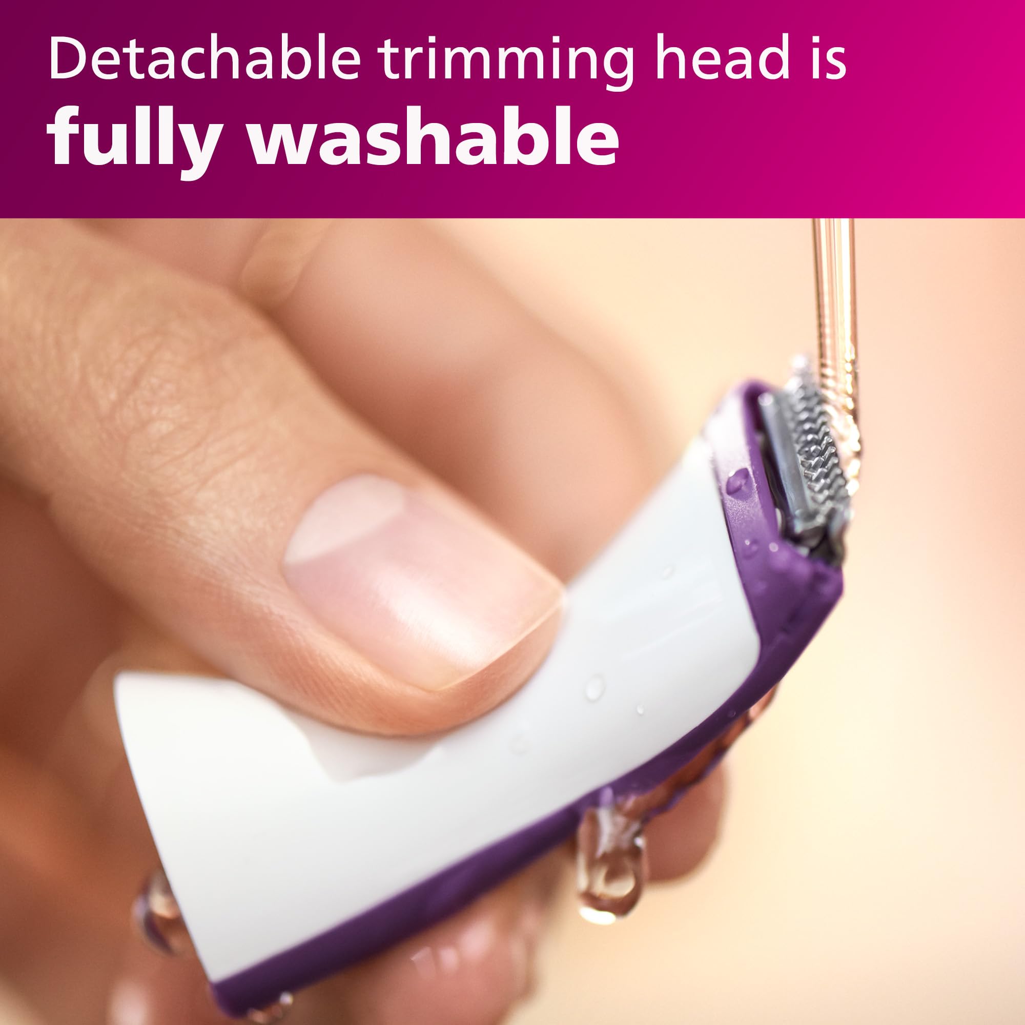 Philips Bikini Genie supports wet or dry use for flexible grooming sessions