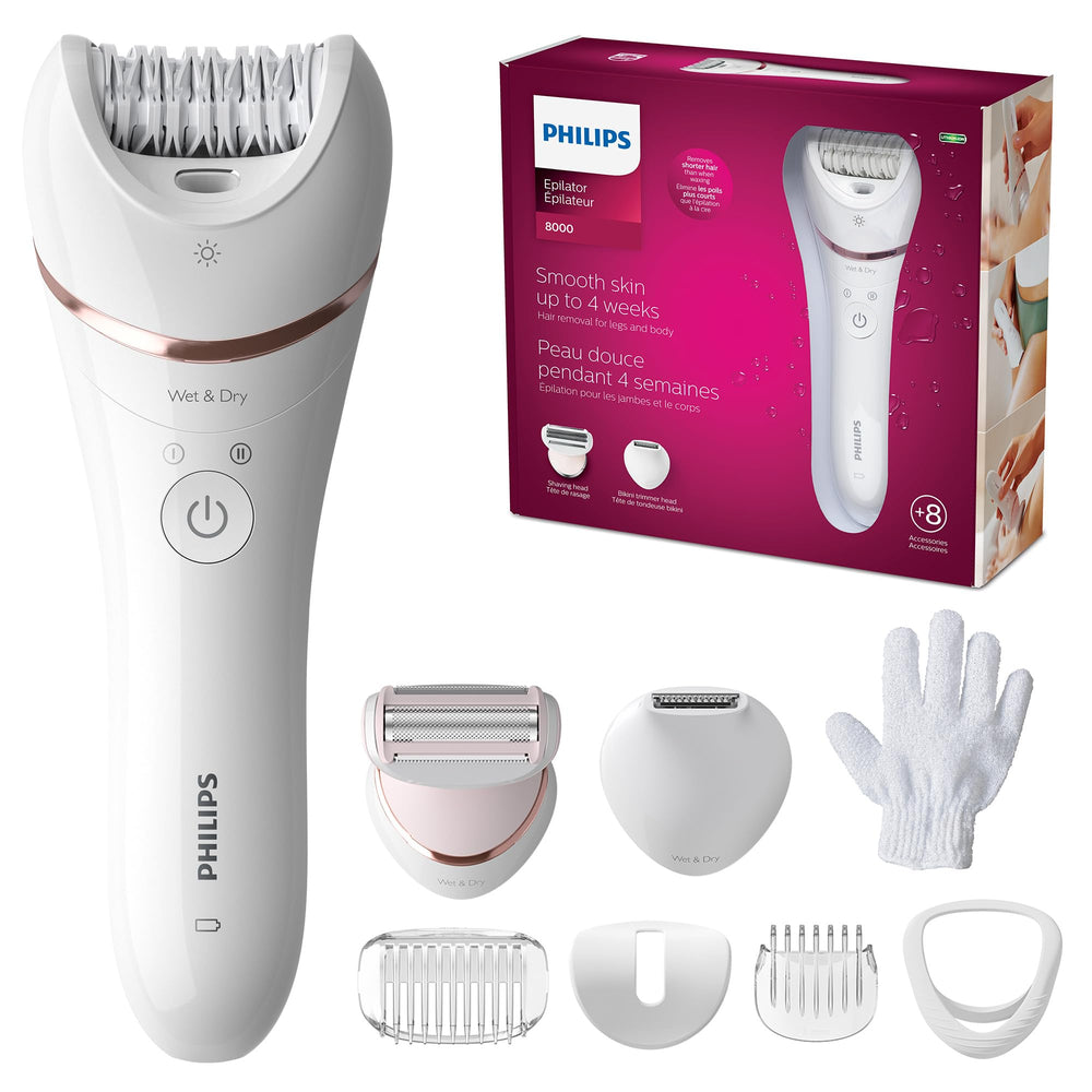 Philips Epilator Series 8000 BRE720/14 with ergonomic grip for comfortable epilation
