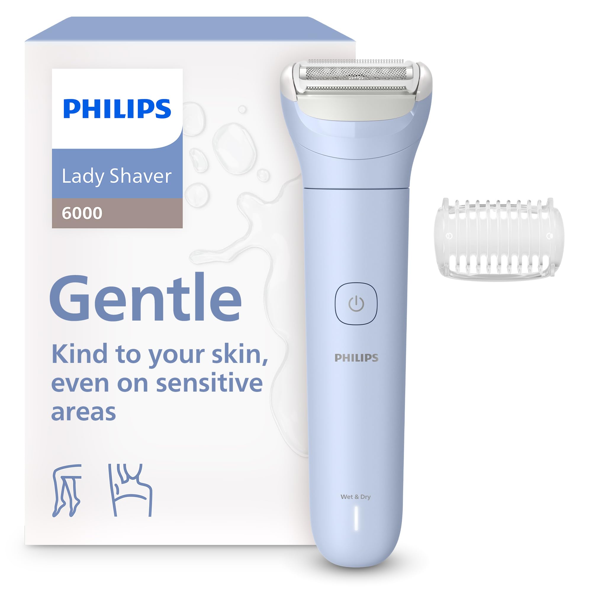  Philips Lady Shaver Series 6000 handle front view for a comfortable grip in the shower