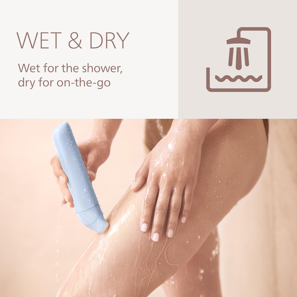 Philips Lady Shaver Series 6000 non-slip grip handle for safe use in wet conditions