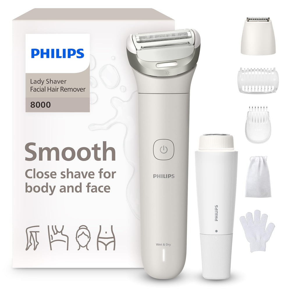 Philips Lady Shaver Series 8000 flexible head and LED light guide precise shaving