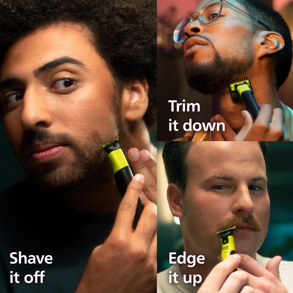 OneBlade 360 blade for smooth, skin-friendly shaving