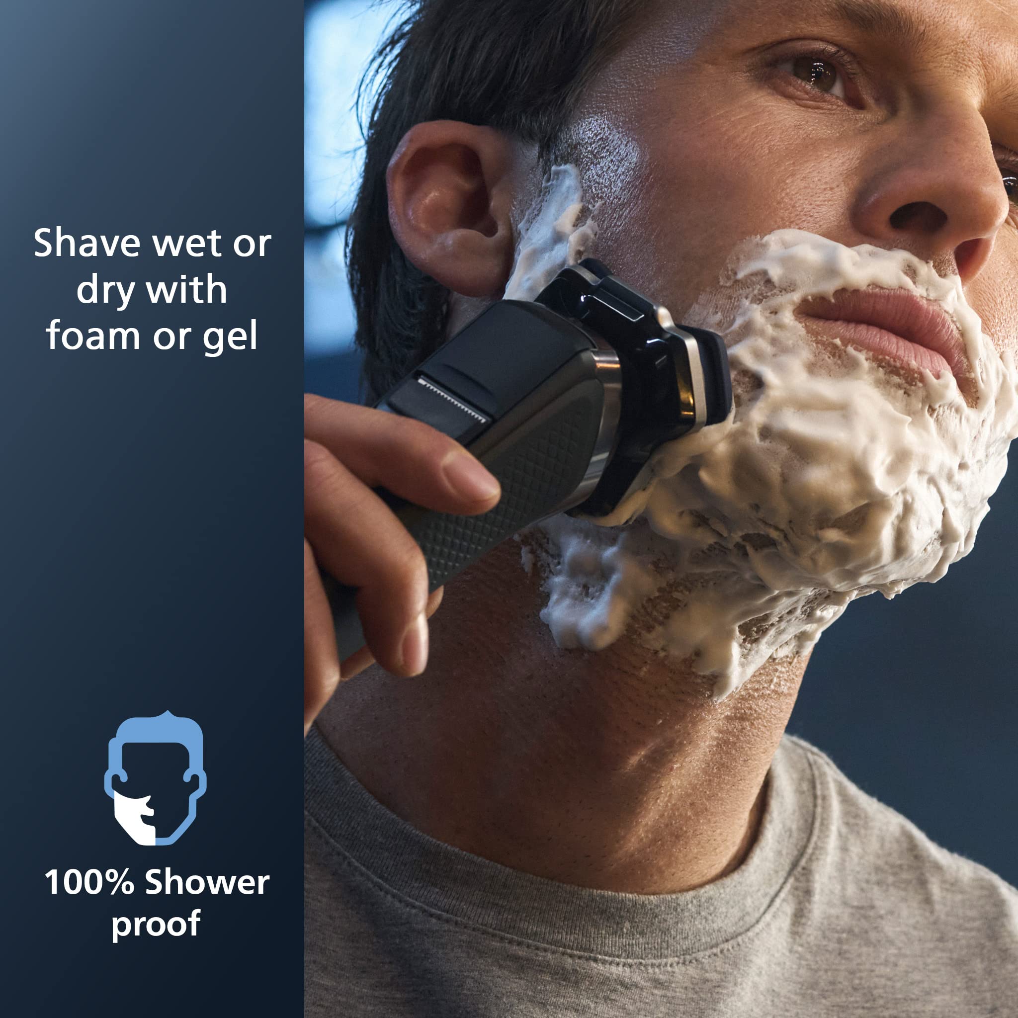 Philips Norelco Shaver 7300 charging-stand for convenient charging and display.