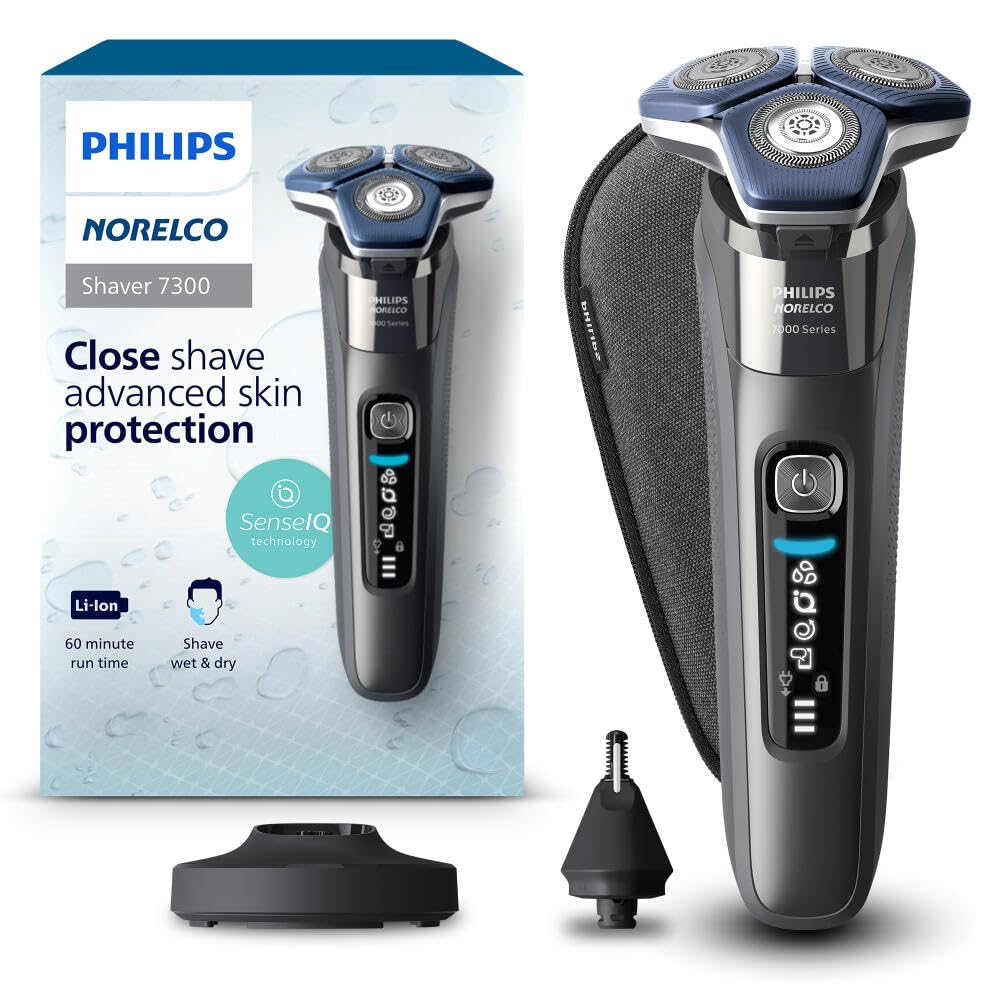 Philips Norelco Shaver 7300 close-up handle for a comfortable grip and precise control.