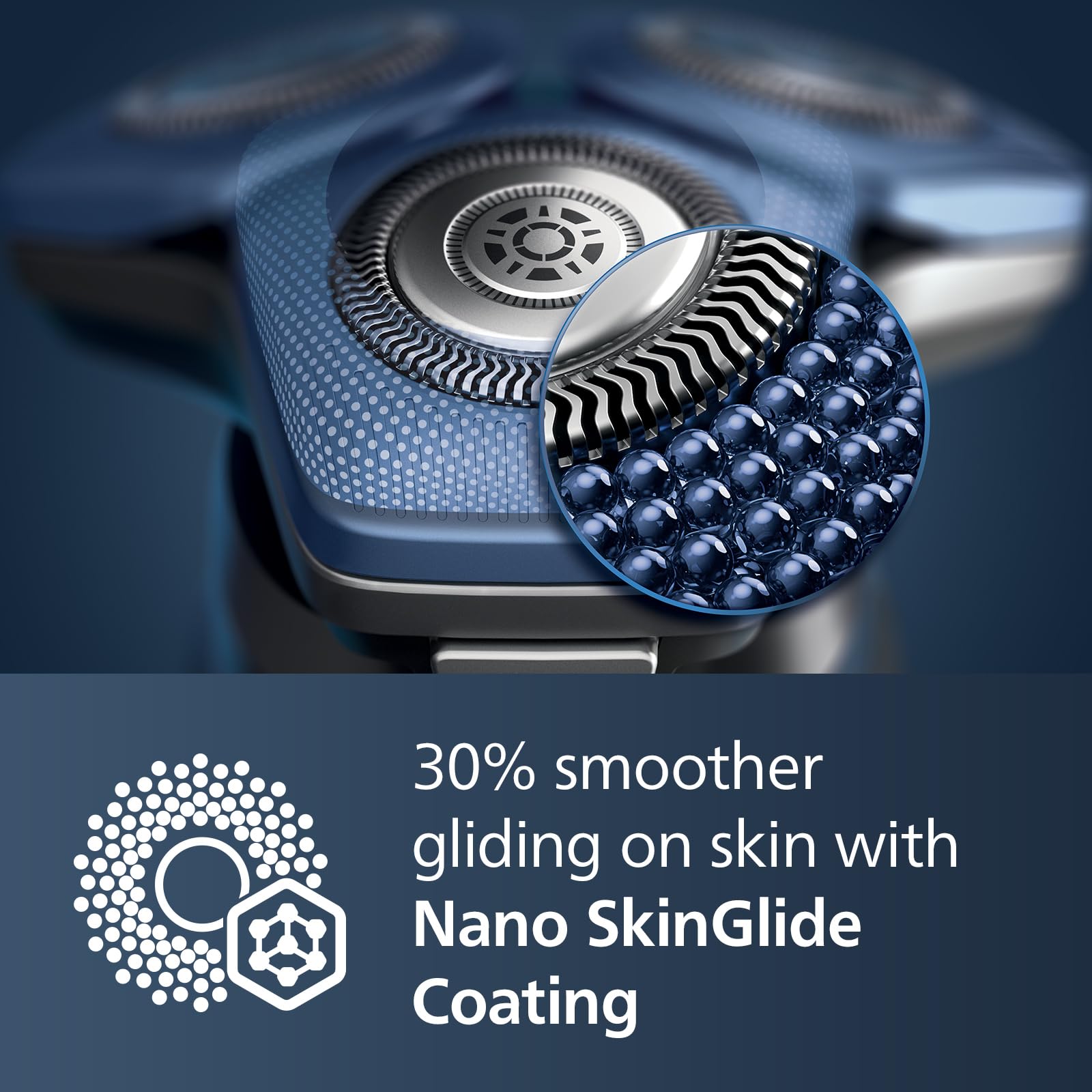 Philips Norelco Shaver 7300 SenseIQ sensor highlights adaptive power for gentle shaving.