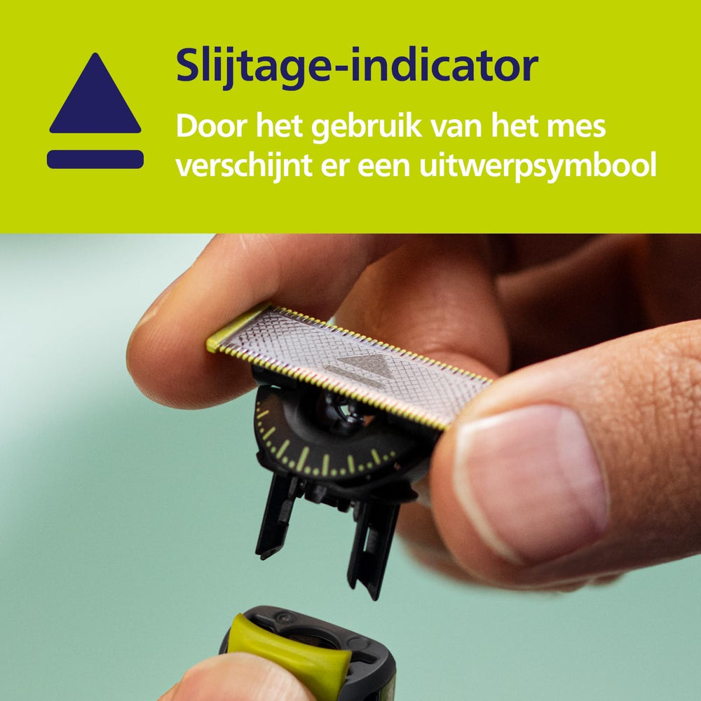 Philips OneBlade eject icon signals when it’s time to replace the blade.