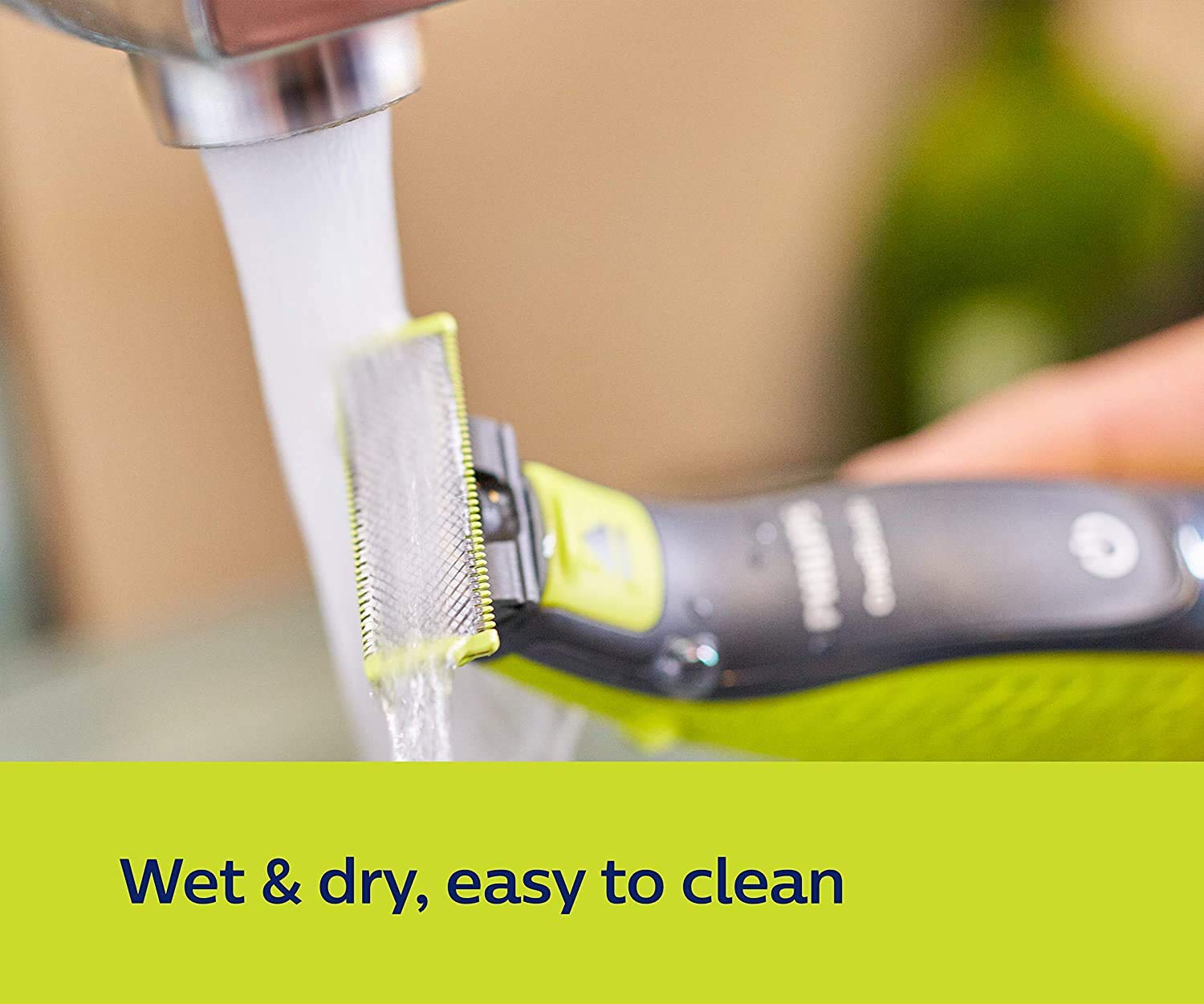 Philips OneBlade glide protection system with rounded tips ensures comfortable shaving.