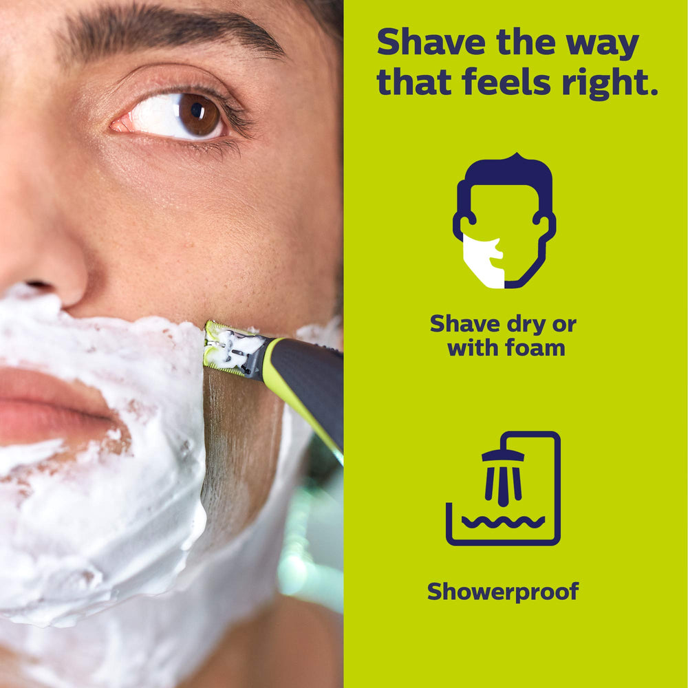 Philips OneBlade QP2520 easy-clean blade system after grooming.