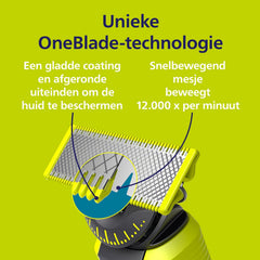 Philips OneBlade glide coating protects skin during quick shaving strokes.