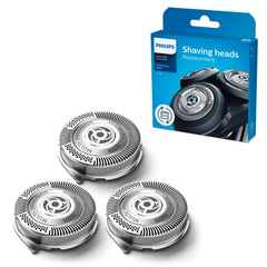 Philips SH50/50 replacement blades show three shaving heads for Series 5000, enabling quick, precise shaves.