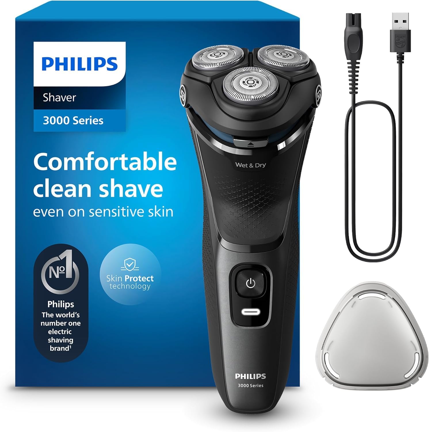 Philips Shaver 3000 with 5D pivot-flex heads for a close contour shave
