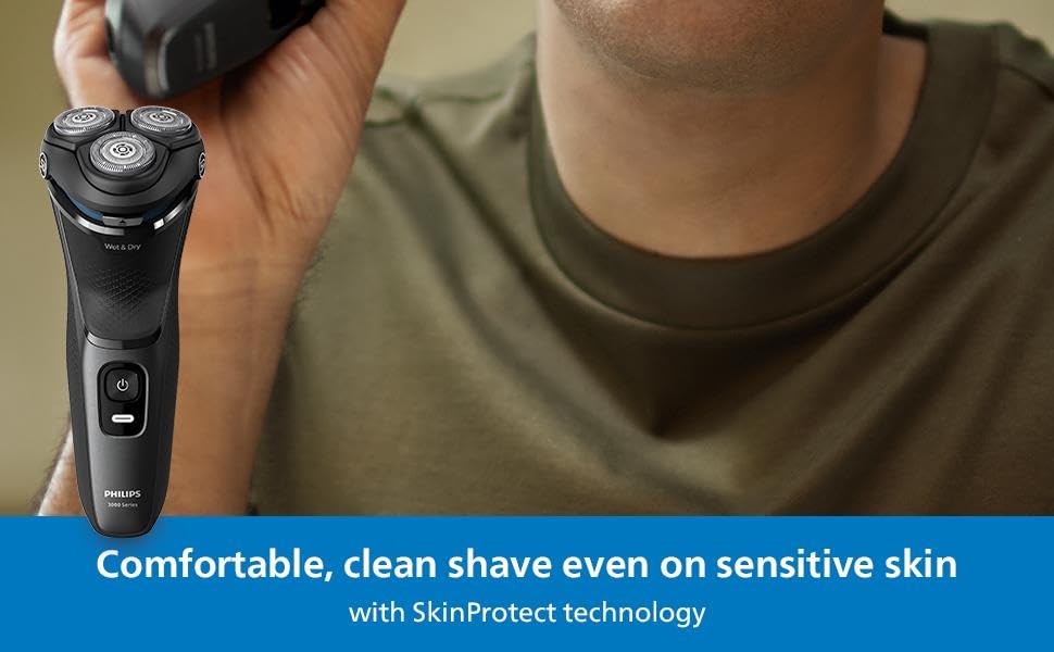 Philips Shaver 3000 anti-slip rubber grip for secure handling