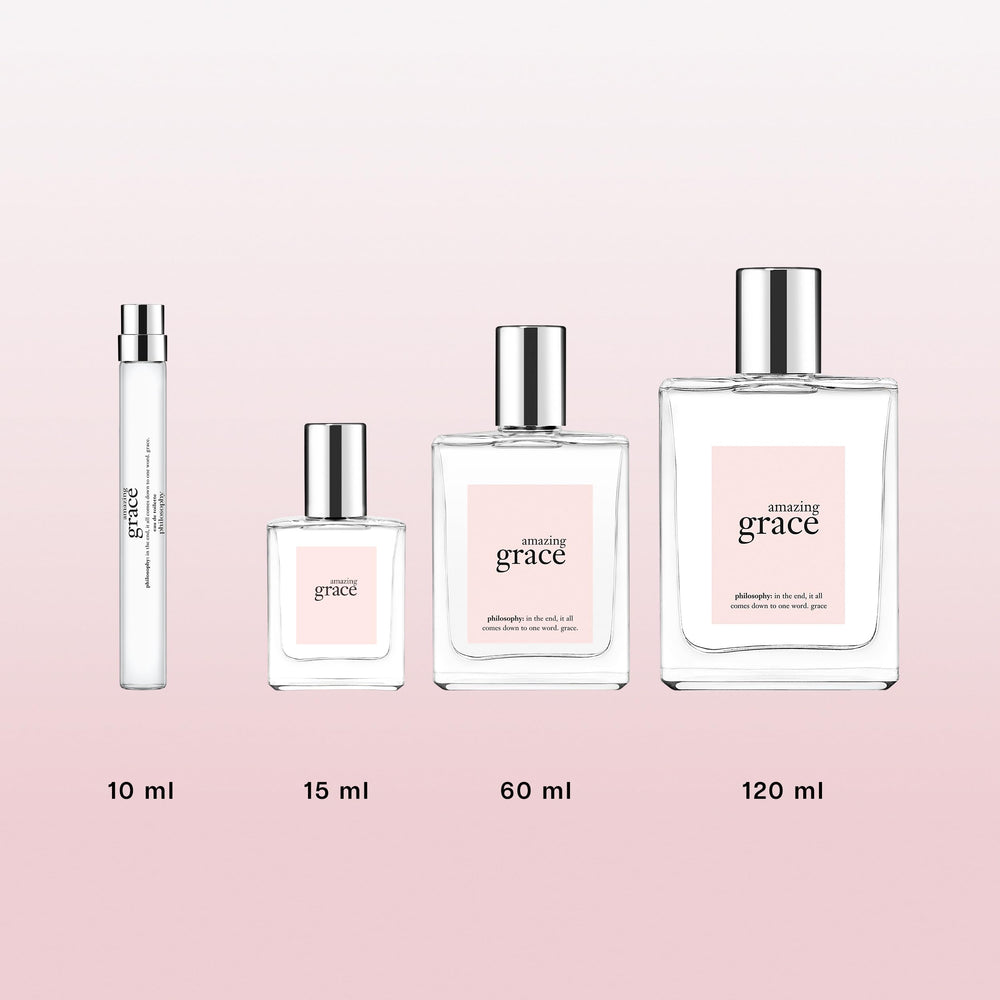 Philosophy Amazing Grace bottle with soft lighting for evening wear.