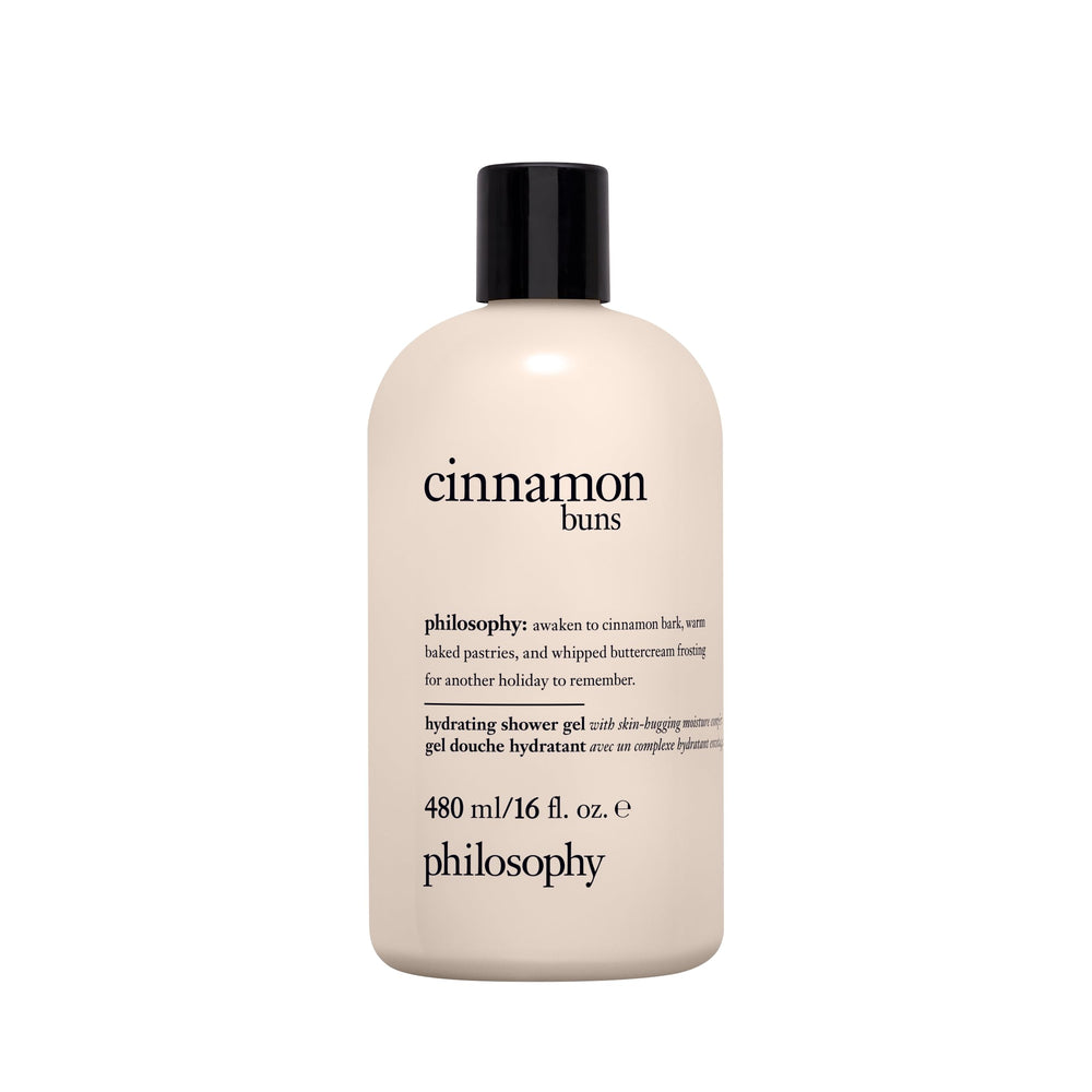 Philosophy Cinnamon Bun shampoo bottle ready for a refreshing cleanse for body and hair.