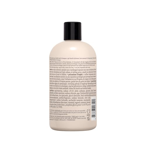 Philosophy Cinnamon Bun shampoo-lather close-up showing rich lather for hair and skin.