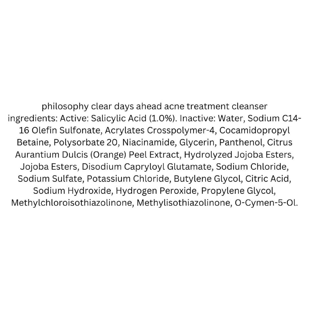 philosophy Clear Days Ahead cleanser skin application shows gentle cleansing for acne-prone skin