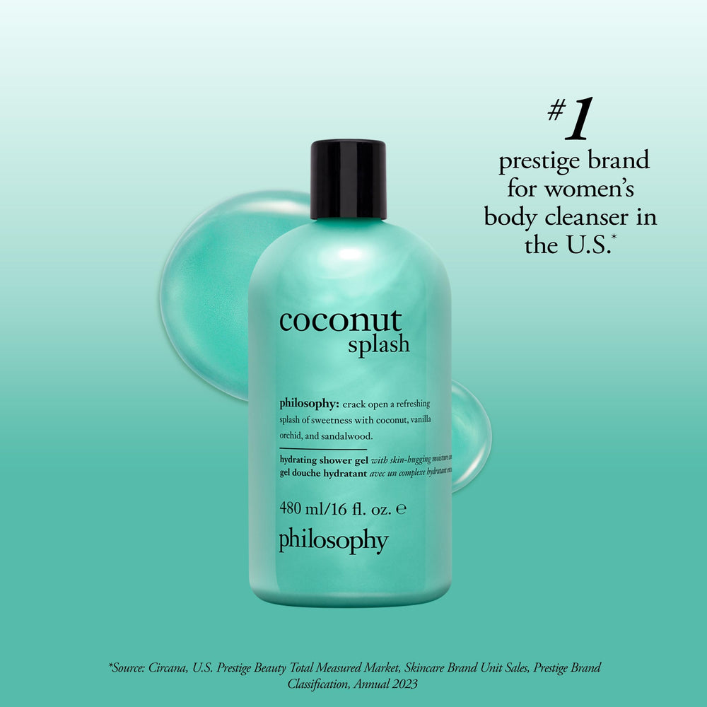 philosophy Coconut Splash Shower Gel macro close-up of creamy texture and moisture-rich formula