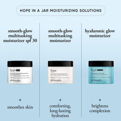 Philosophy Glow Water Cream packaging on display highlighting cooling feel.