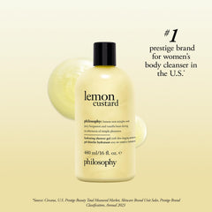 Philosophy Lemon Custard Shower Gel pump-dispense shows convenient, mess-free application