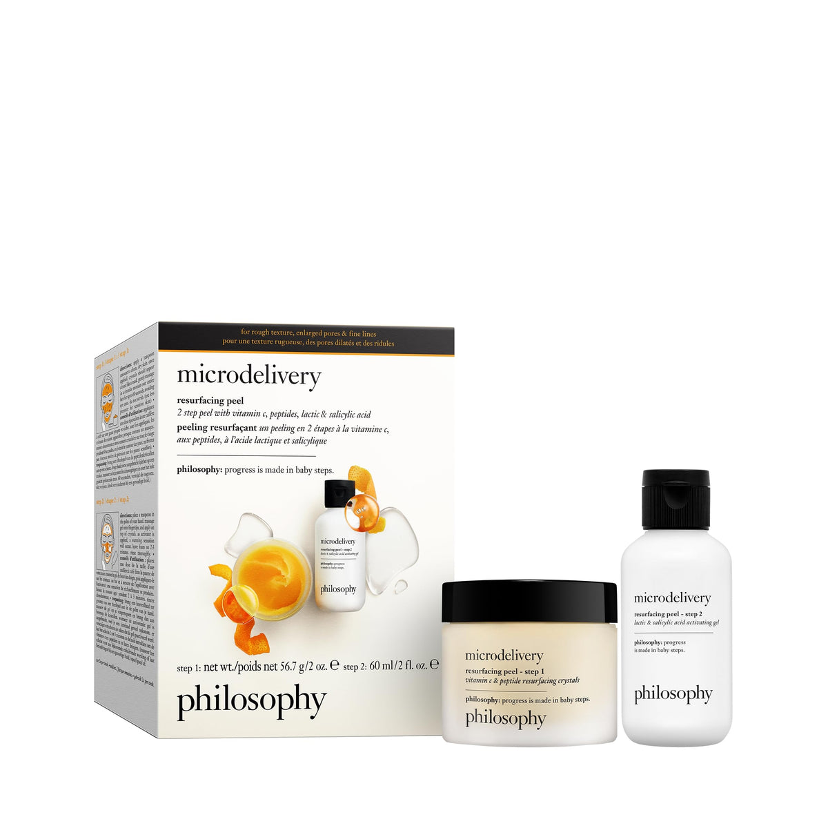 Philosophy Microdelivery Vitamin C Peel bottle close-up suggests simple at-home exfoliation and routine