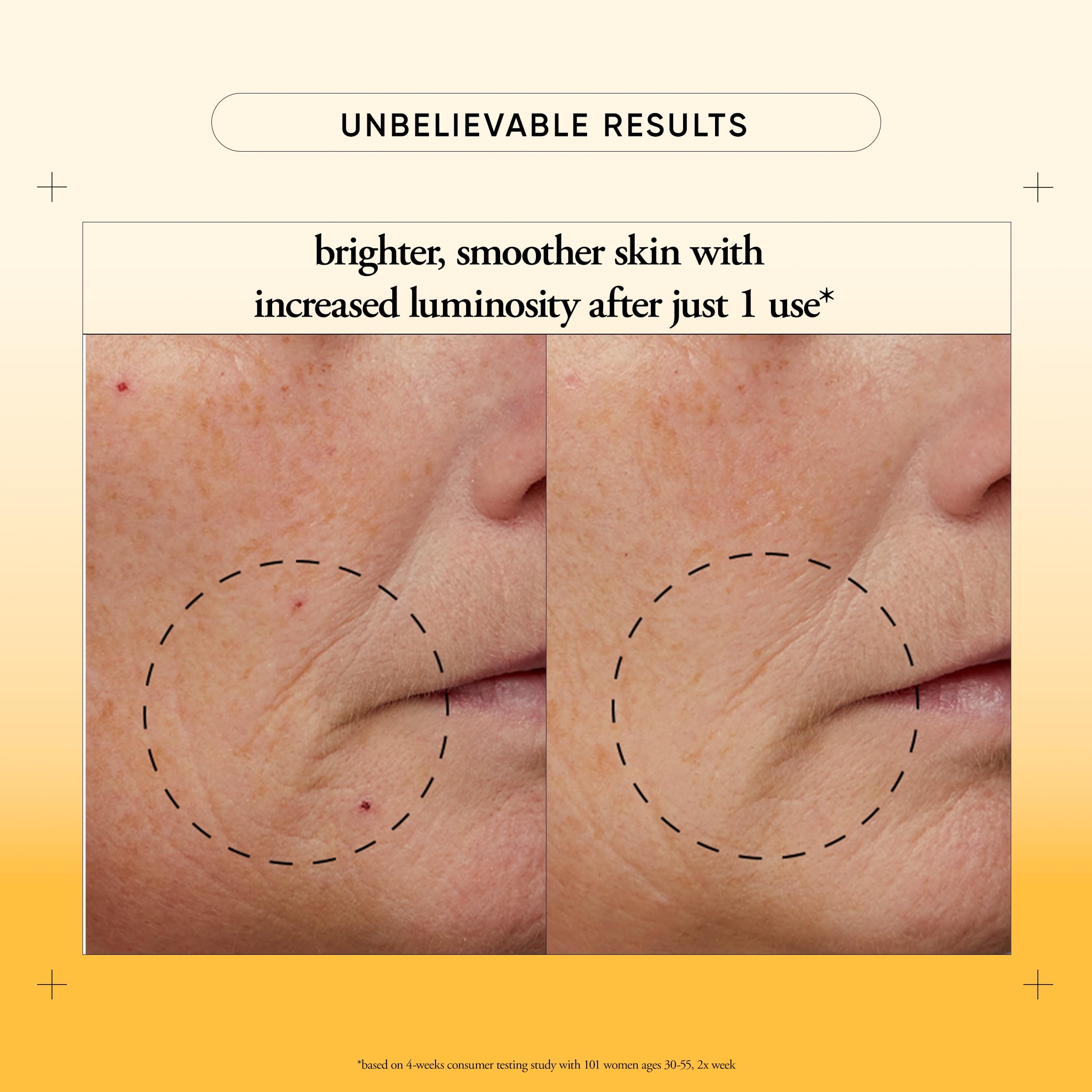 Ingredients label close-up featuring lactic acid and sunflower oil, signaling nourishing exfoliation