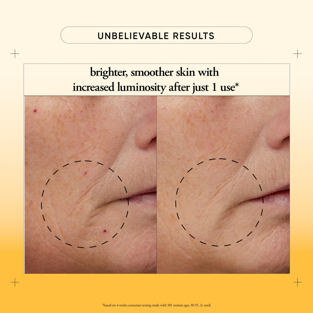 Ingredients label close-up featuring lactic acid and sunflower oil, signaling nourishing exfoliation
