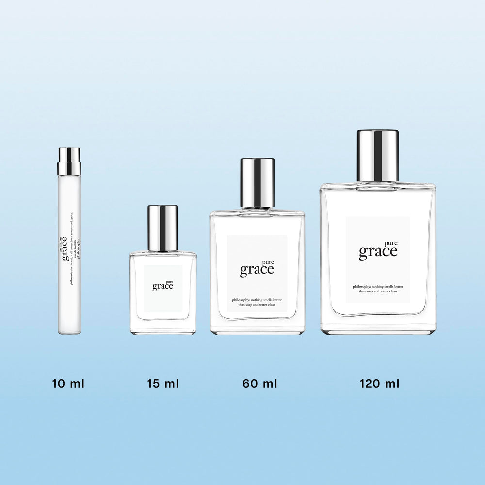 Philosophy Pure Grace lifestyle shot conveys fresh, effortless confidence.