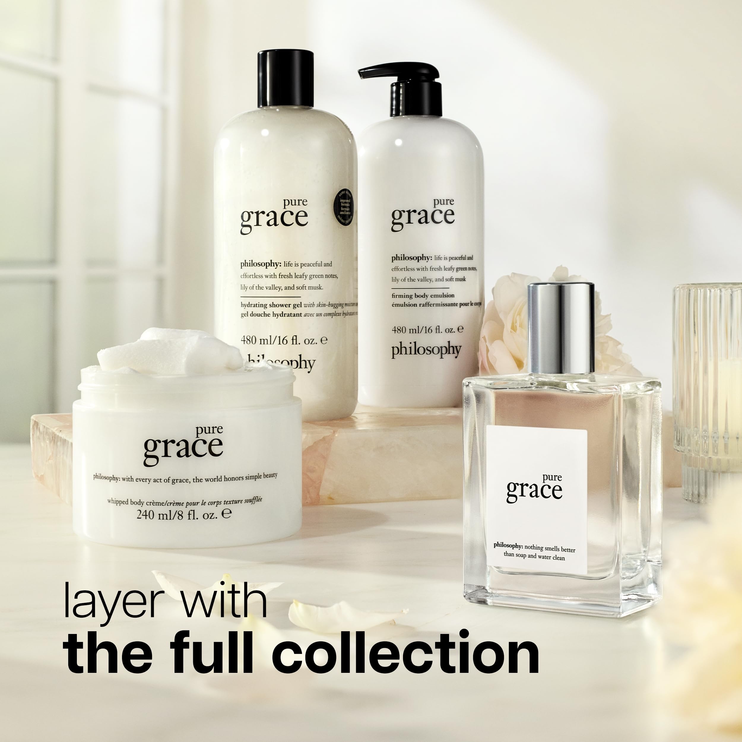 Philosophy Pure Grace mini packaging shows compact travel-friendly option.