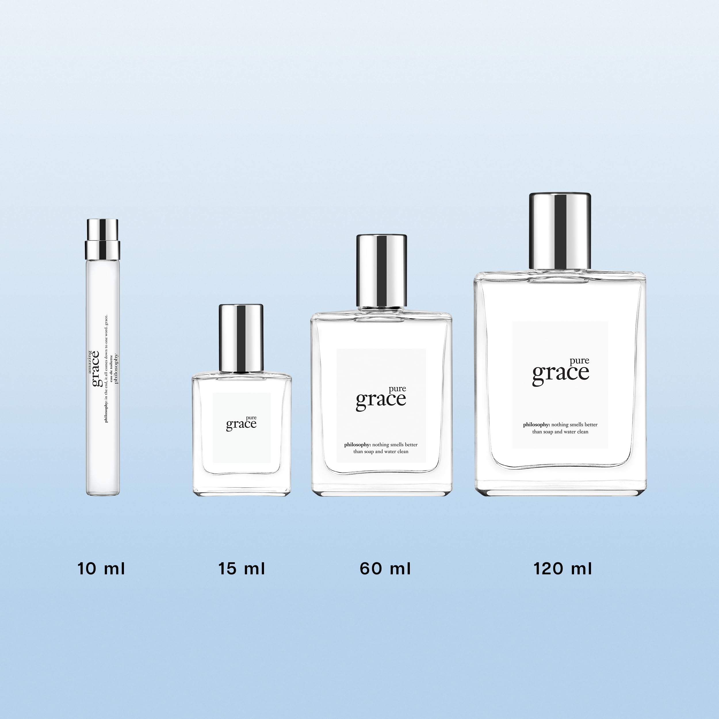 Philosophy Pure Grace bottle with open spray showing light mist.