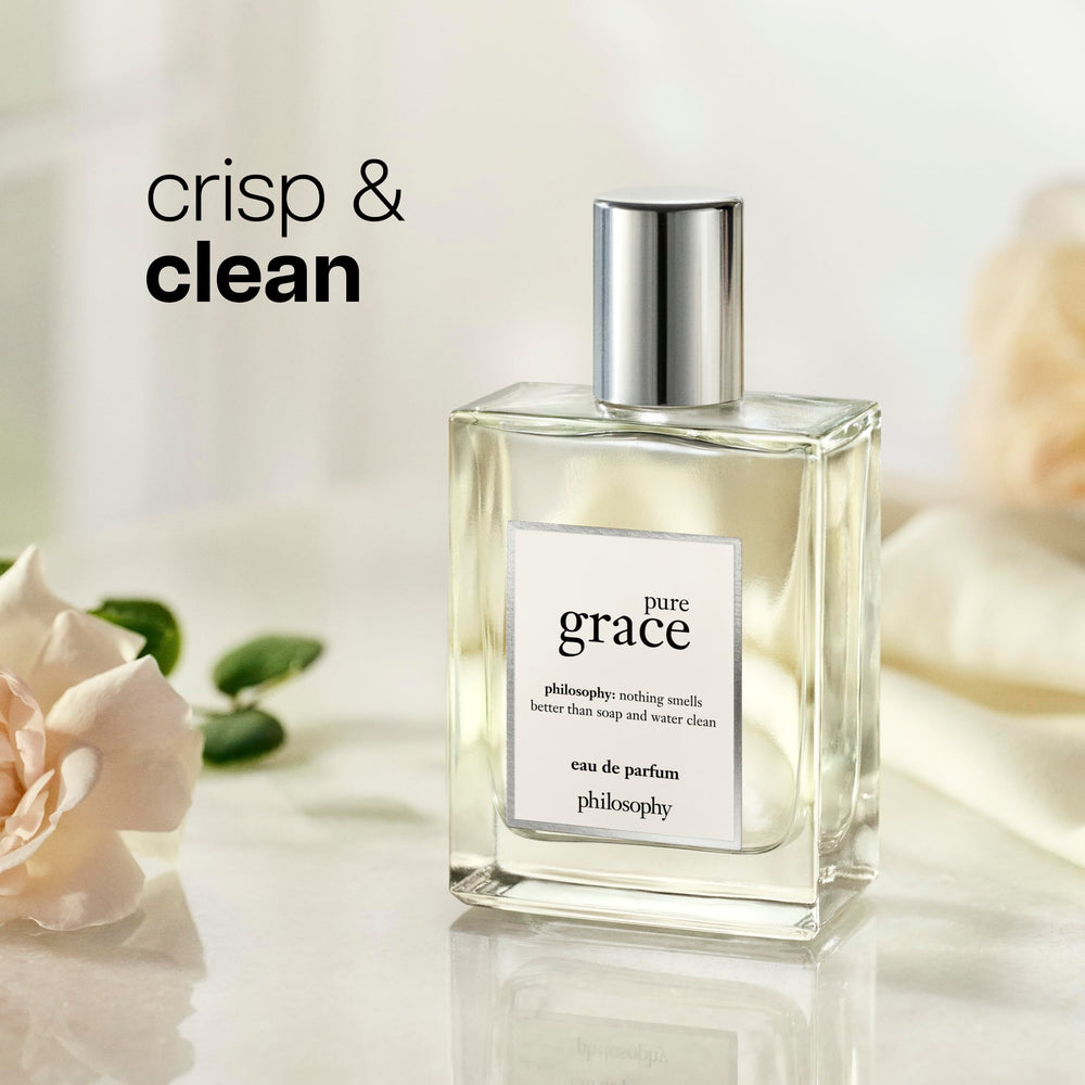 Philosophy Pure Grace outer box displayed with the bottle for gifting.
