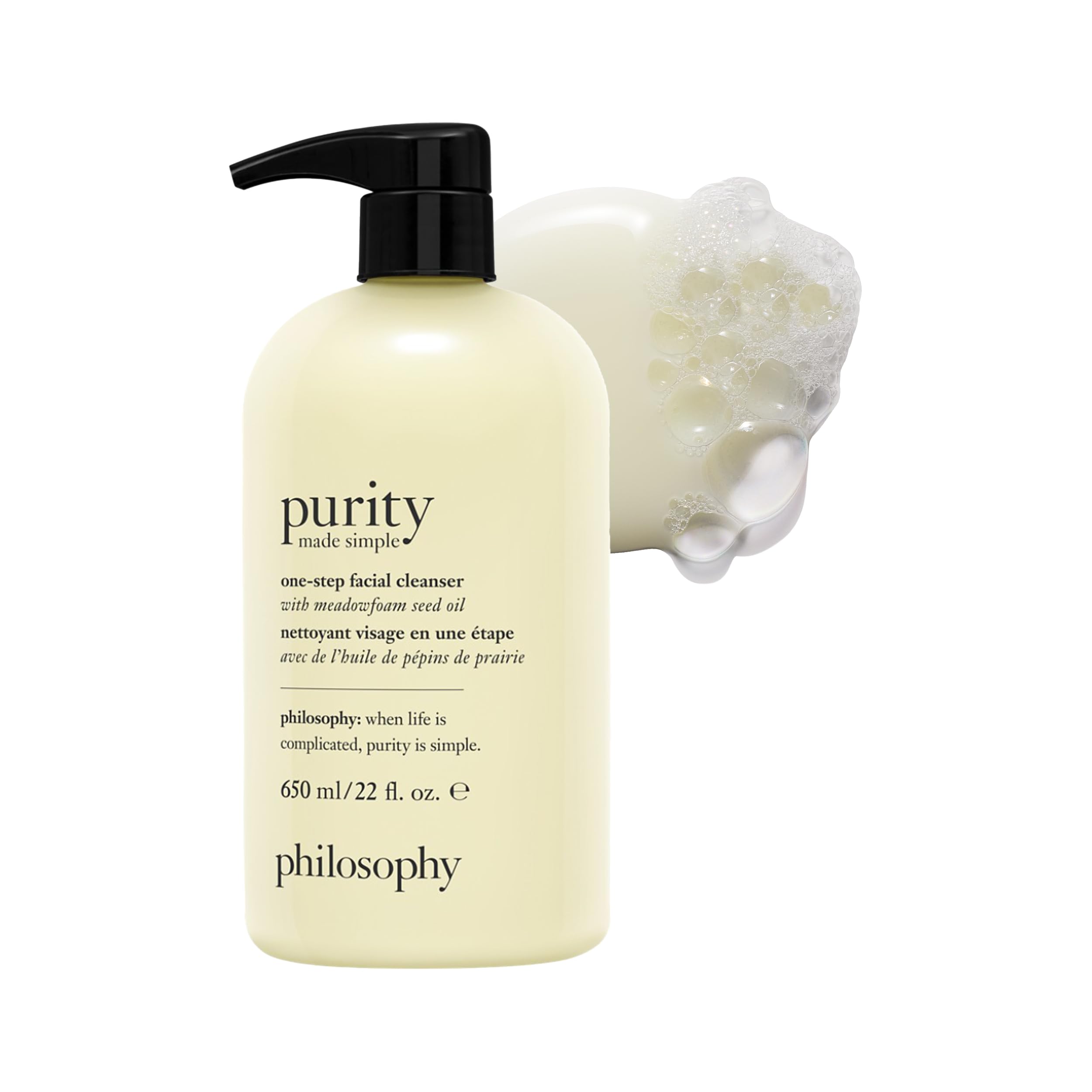 Philosophy Purity Made Simple 22oz bottle shows hydrating, one-step cleanse for soft skin