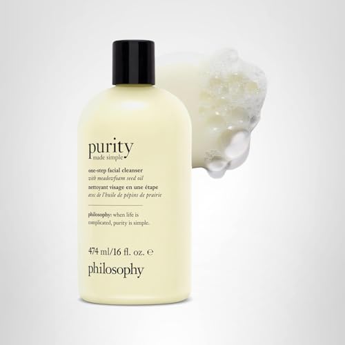 Philosophy Purity Made Simple bottle label close-up conveys trusted hydrating cleansing